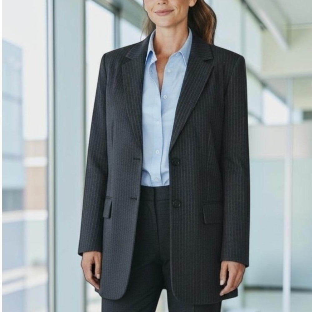 Loft VERSA Womens 8P NWT Corporate Academia Pinstripe Ponte Deluxe Blazer